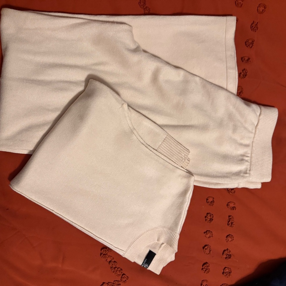 Beige Knit Top and Bottom Set